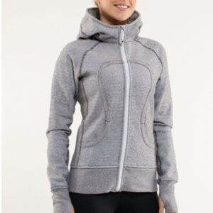 Lululemon Athletica White Black Microstripe Thumbhole Zip Scuba Hoodie Size 4